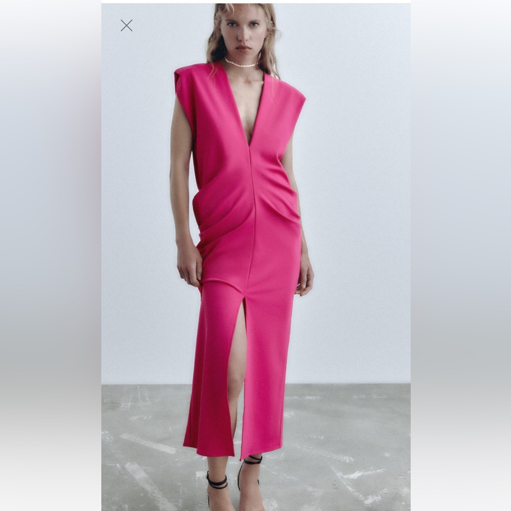 Zara dress, long, hot pink, never worn, new with tags size medium.